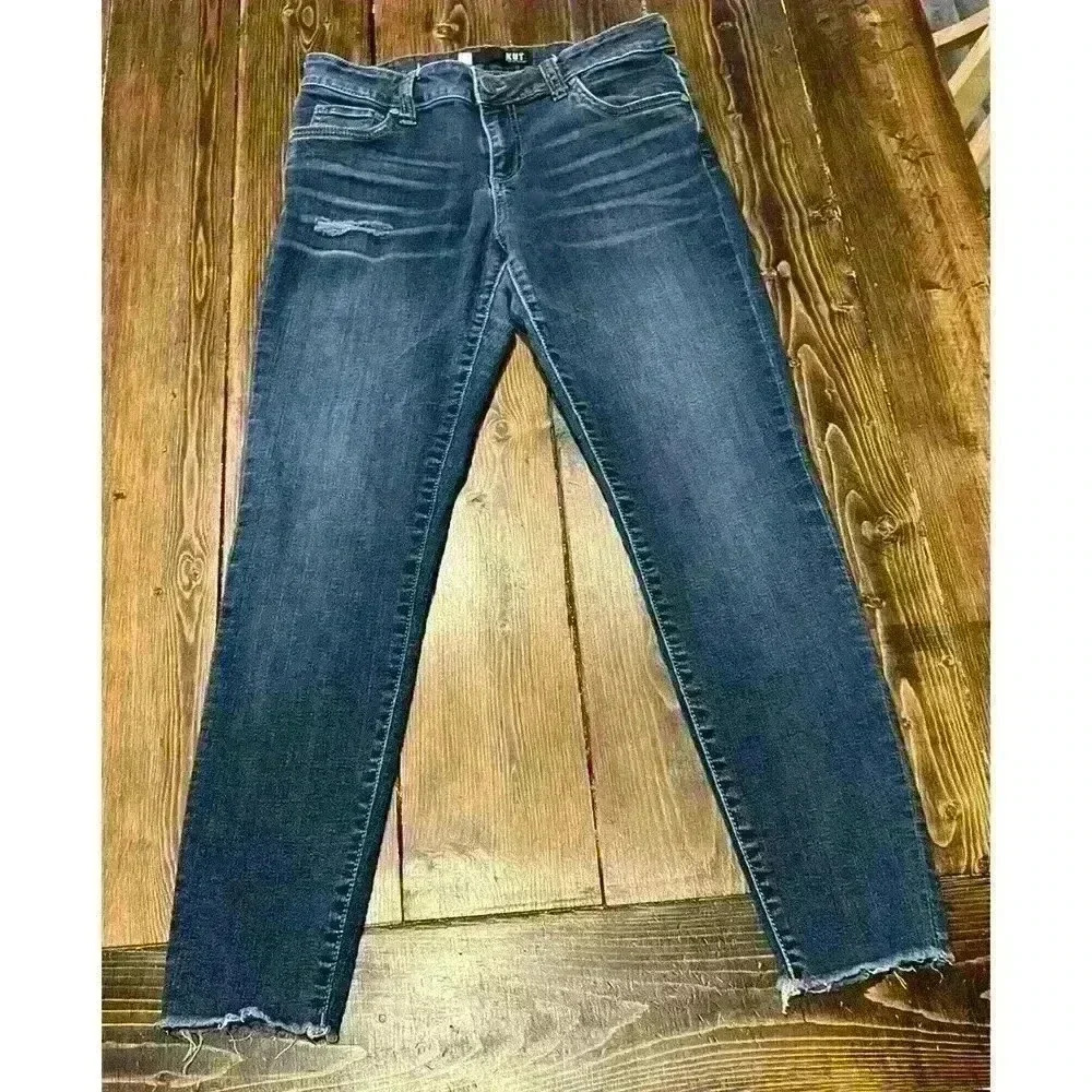 Womens Kut from the Kloth Sz 8 Connie Ankle Skinny Jeans Dark Wash Distressed